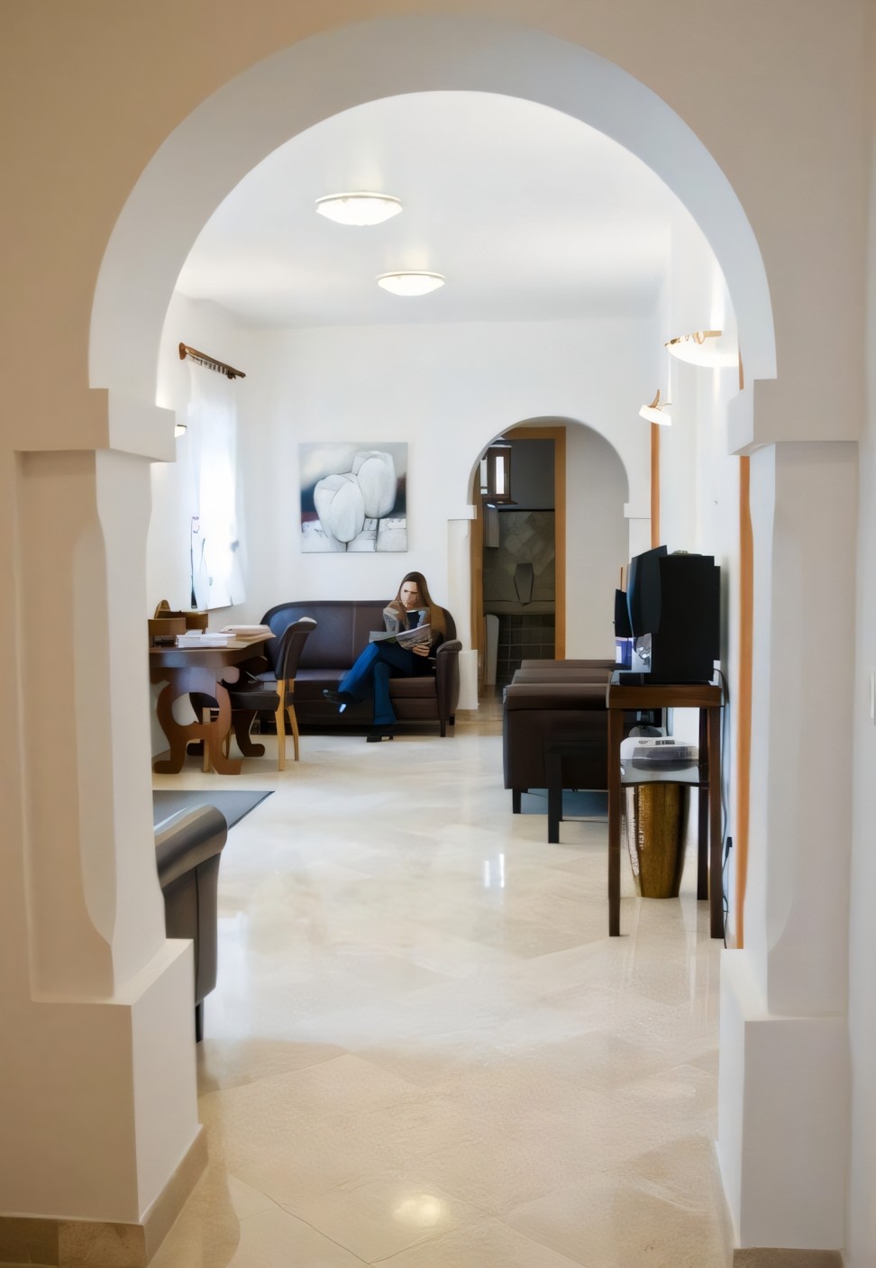 Empfangsbereich der Zahnarztpraxis in der Fertő-See-Region